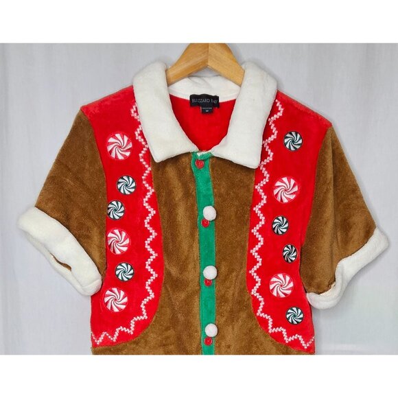 Blizzard Bay Christmas Gingerbread Man Adult Costume Pajamas Fleece Medium - Picture 3 of 6